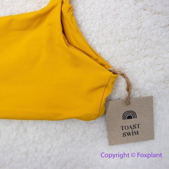 NEW Free‎ People x Toast Signature One-Shoulder Bikini top in mustard, XS - Picture 3 of 7